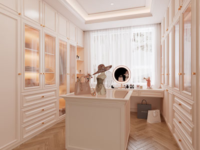 简欧衣帽间3d模型 简欧衣帽间