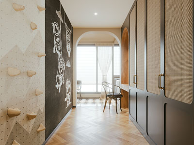 侘寂风攀岩墙 涂鸦背景墙 过道