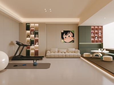 现代奶油风休闲室 家居健身房