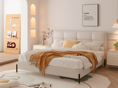 现代奶油风卧室 双人床