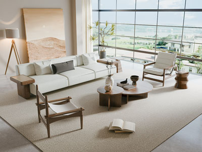 现代客厅 多人沙发 茶几