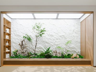 新中式室内植物假山景观园艺小品