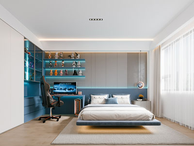 现代卧室 电竞游戏室