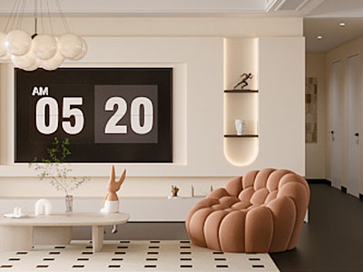 现代奶油风客厅餐厅