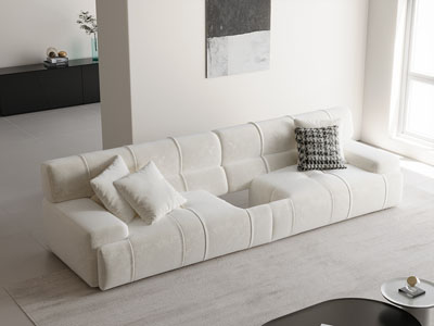 现代奶油风多人沙发3d模型 现代奶油风多人沙发