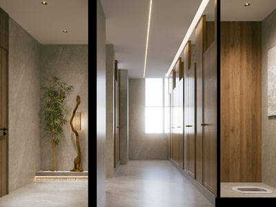 新中式公共卫生间 洗手间3d模型 新中式公共卫生间 洗手间