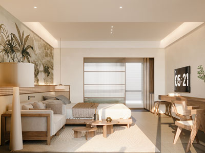 侘寂风中古风酒店客房3d模型 侘寂风中古风酒店客房