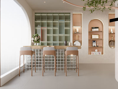 侘寂风美容院前台接待3d模型 侘寂风美容院前台接待