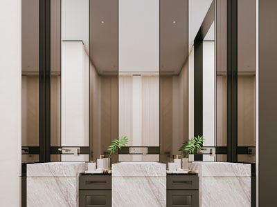 新中式酒店洗手台 镜子