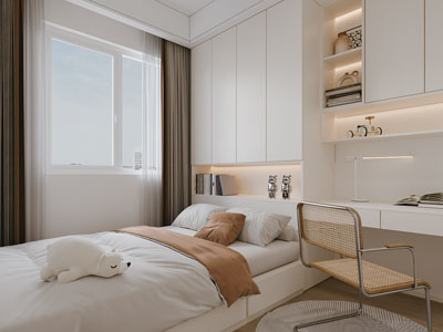 现代奶油风榻榻米卧室