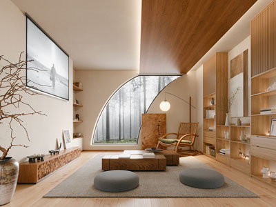 现代原木风客厅