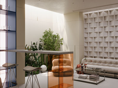 现代别墅地下客厅 休闲室