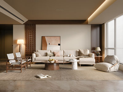 现代客厅多人沙发 茶几组合3d模型 现代客厅多人沙发 茶几组合