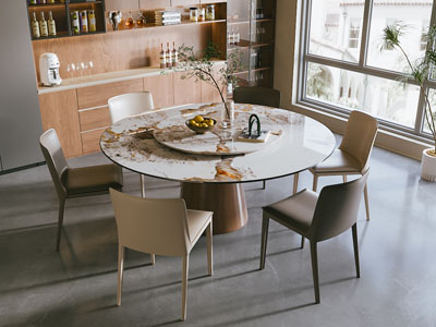 现代餐厅圆形餐桌椅组合