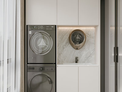 现代阳台洗衣机收纳柜