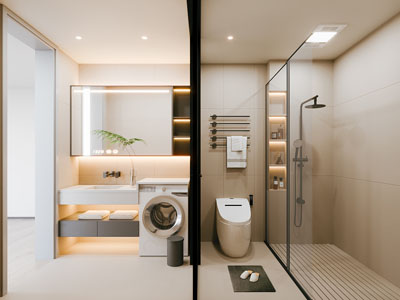 现代奶油风卫浴间 洗手间