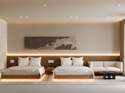 新中式酒店客房3d模型 新中式酒店客房