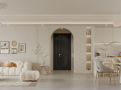 现代奶油风客厅餐厅