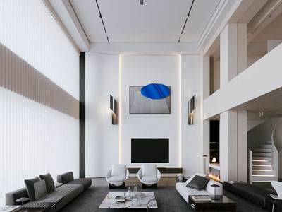 现代别墅挑高客厅