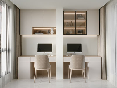 现代书房 书桌椅组合3d模型 现代书房 书桌椅组合