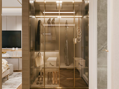 现代玻璃柜门的衣柜3d模型 现代玻璃柜门的衣柜