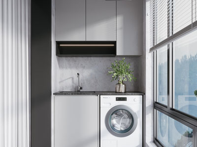 现代阳台洗衣机收纳柜