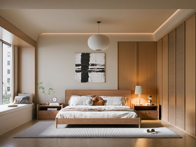 现代原木风卧室