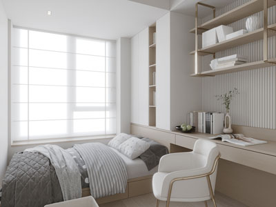 现代奶油风榻榻米卧室