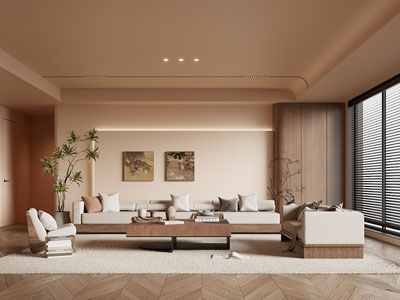 现代中古风客厅