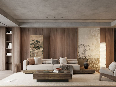 侘寂风中古风客厅