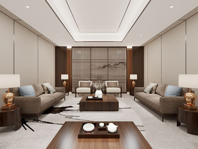 新中式接待室 会客厅 贵宾室3d模型 新中式接待室 会客厅 贵宾室