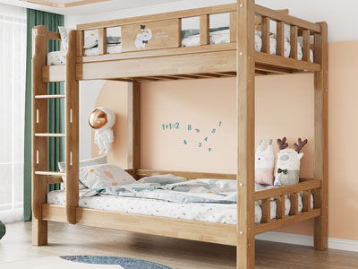 现代松木 原木上下床 上下铺