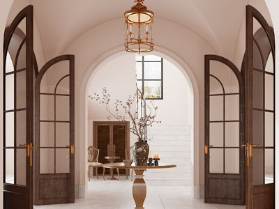 法式端景美陈 玄关 圆桌 门拱