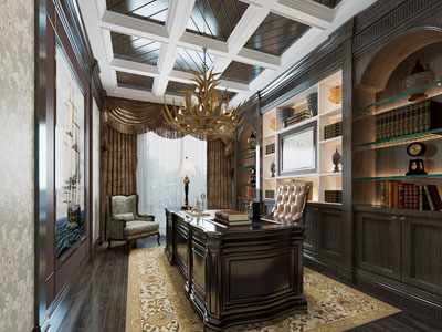 美式古典书房