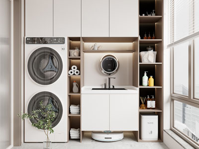 现代洗衣机收纳柜