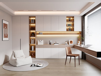 现代奶油风书房