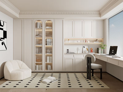 法式奶油风书房