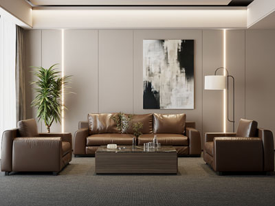 现代办公接待区 办公沙发茶几组合3d模型 现代办公接待区 办公沙发茶几组合