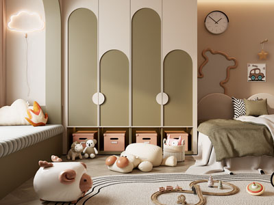 现代卧室 儿童房 娱乐空间