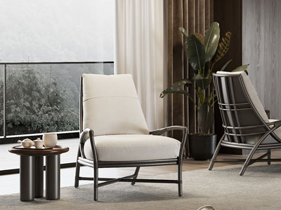 现代休闲椅子 边几