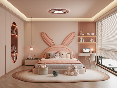 现代奶油风卧室 儿童房 公主房