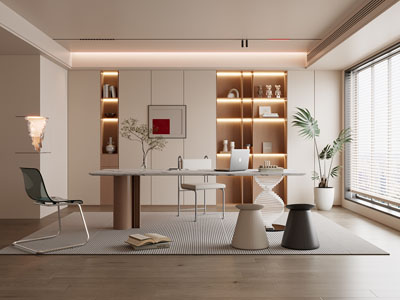 现代奶油风书房