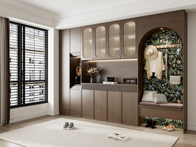 现代中古风玄关鞋柜