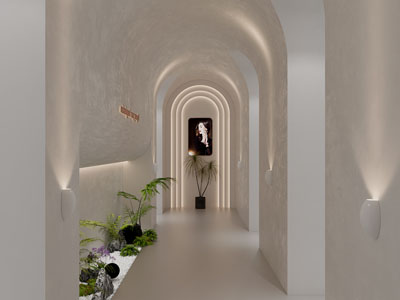 侘寂风美容院走廊过道3d模型 侘寂风美容院走廊过道