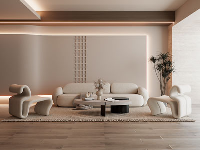 现代奶油风客厅