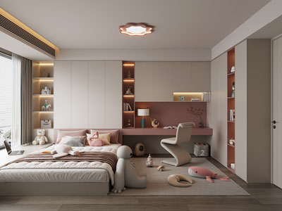 现代榻榻米卧室 儿童房 女儿房