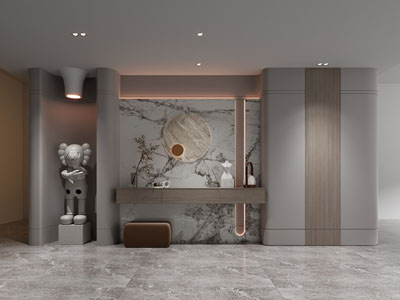 现代玄关柜 玄关背景墙3d模型 现代玄关柜 玄关背景墙