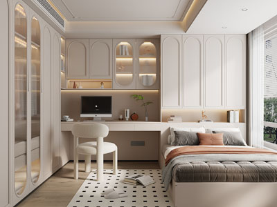 法式奶油风榻榻米卧室