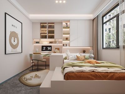 现代榻榻米卧室 儿童房 公主房