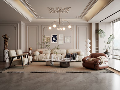 法式奶油风客厅